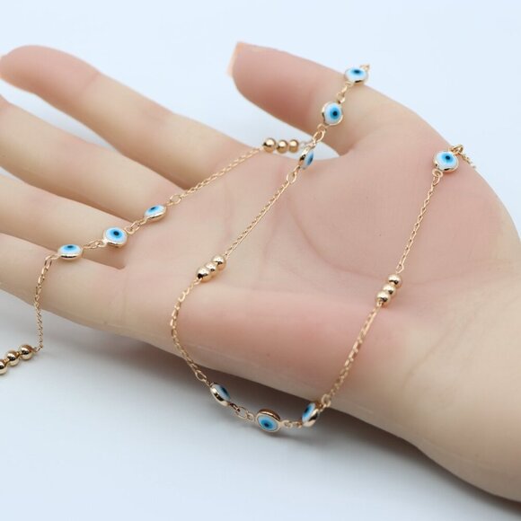 "Rose Gold Evil Eye Necklace with Chain, XPNL0119 - Picture 9 of 12